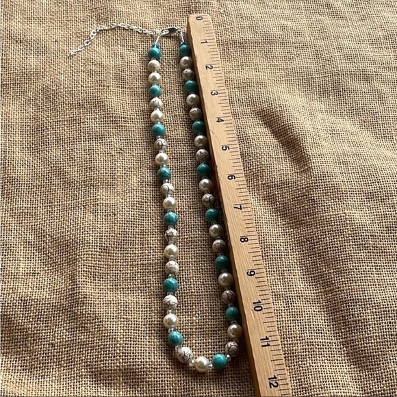 Turquoise necklace Adjustable with crystals extender New - Picture 2 of 10
